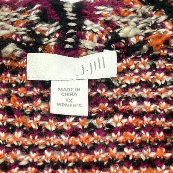 J JILL Open‎ Aztec Chunky Long Cardigan Size 1X - Picture 8 of 9